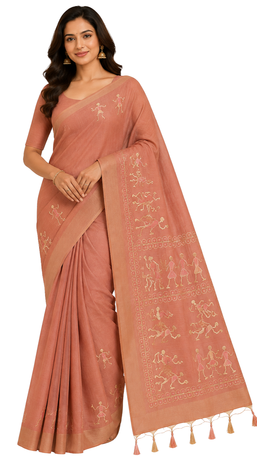 Orelia Tribal Embroidered Saree