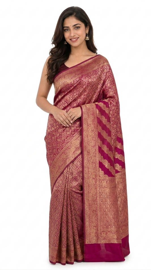 Orelia Shahi Magenta Zari Saree