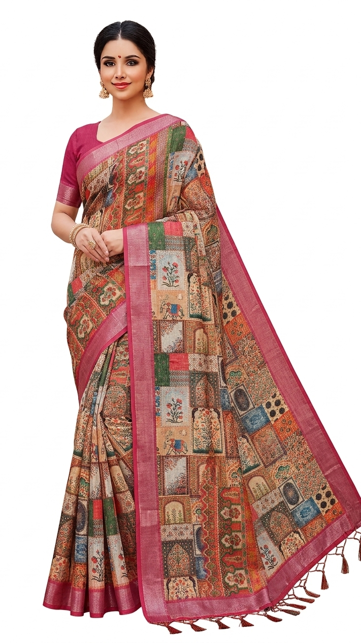 Orelia Printed Multicolored Saree