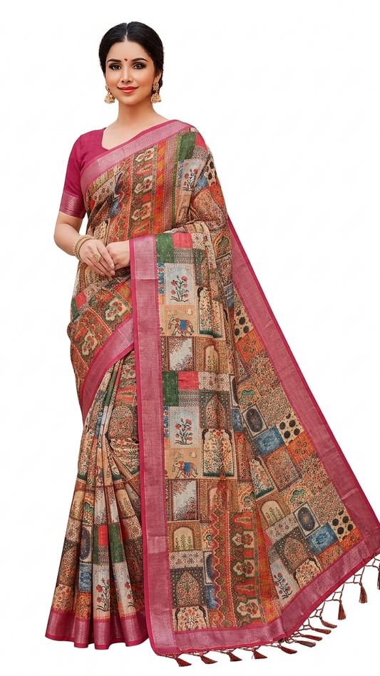 Orelia Printed Multicolored Saree