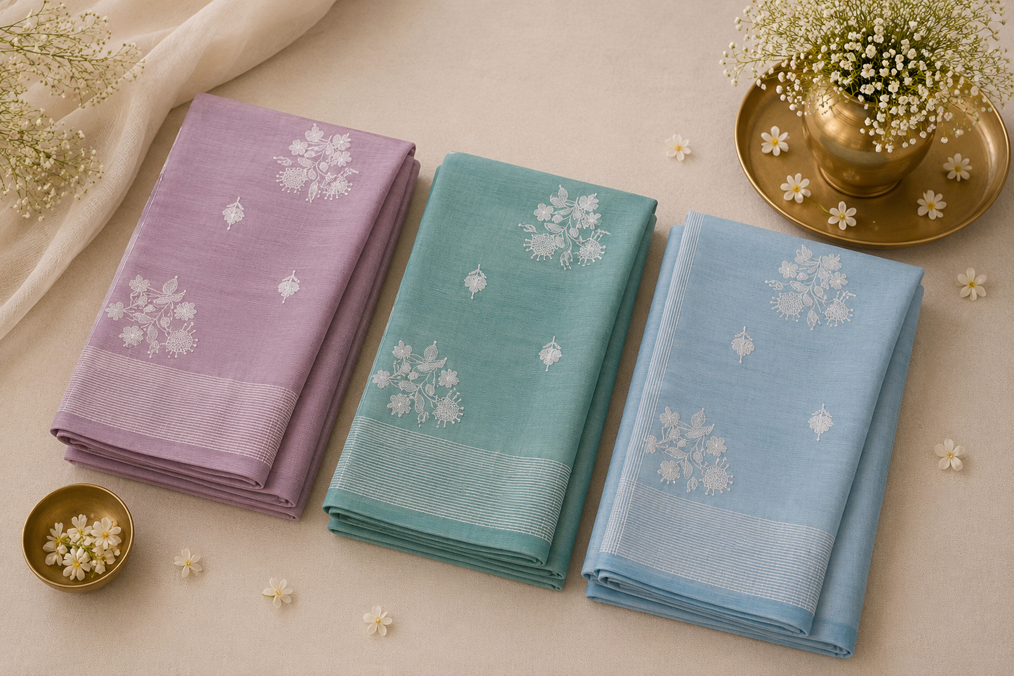 Orelia Threadwork Cotton Saree