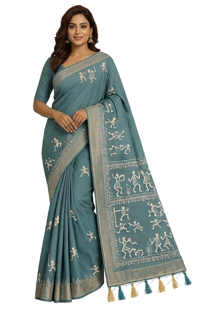 Orelia Tribal Embroidered Saree