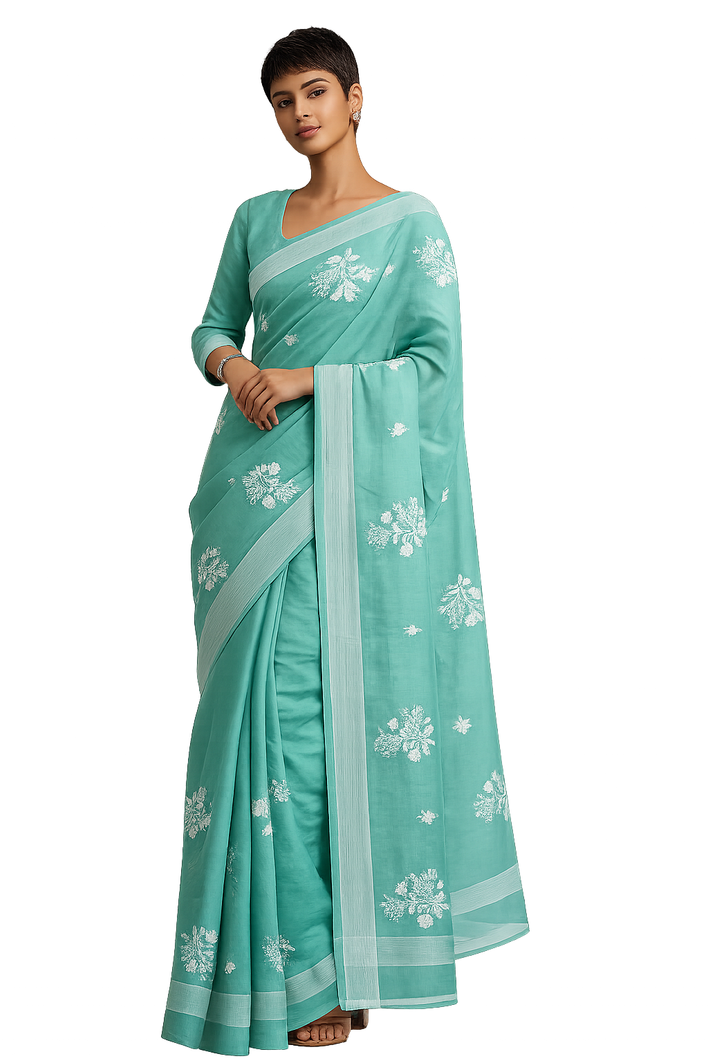 Orelia Threadwork Cotton Saree