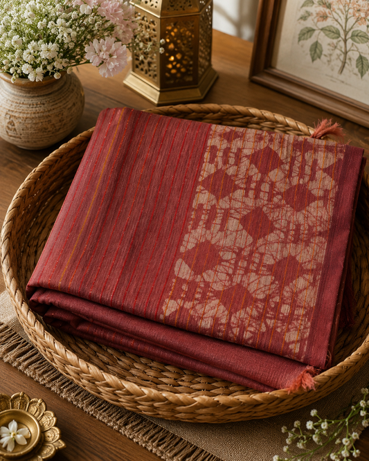 Orelia Rust Weave Printed Saree